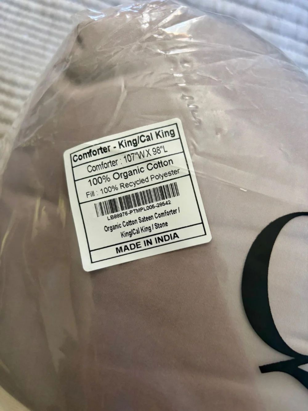 Quince Taupe Comforter with Cream Ribbon